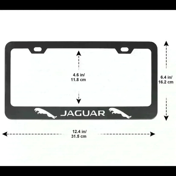 Jaguar Plate Frame Black Matte White - Picture 2 of 3